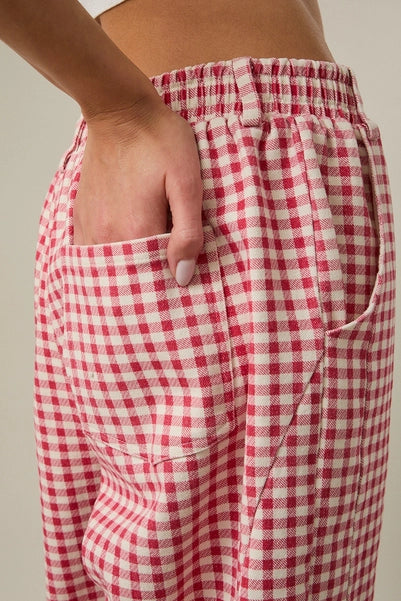 Gingham Barrel Twill Pants