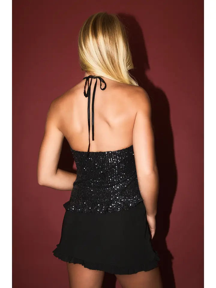 Midnight Sequin Halter Top