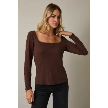 Tina Square Neck Metallic Top