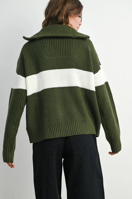 Rylee Stripe Knit Sweater - Green