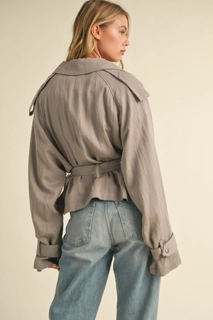 Cropped Lightweight Belted Trench