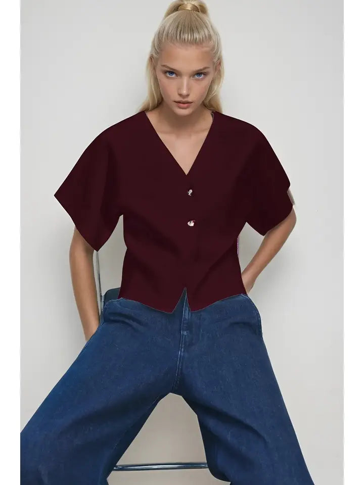 Shyla Short Sleeve Cardi Top