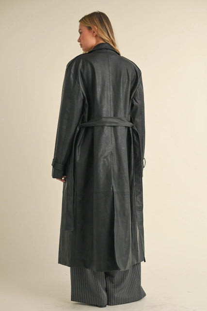 Vivian Faux Leather Trench Coat