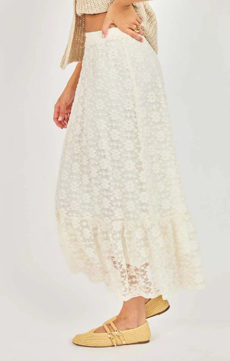 Letters Lace Midi Skirt