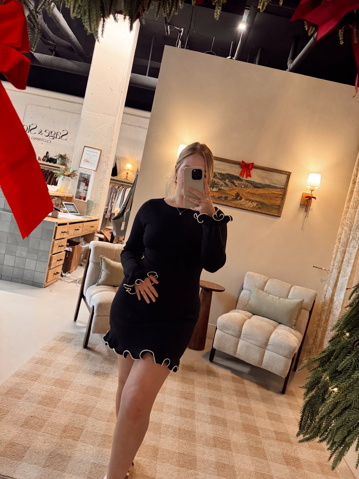 Onyx Ruffle Hem Mini