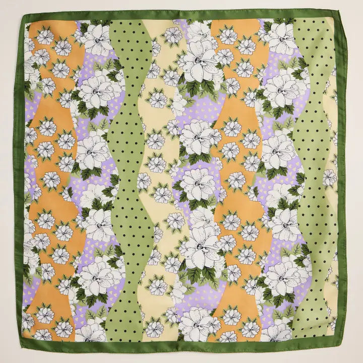 Retro Green Floral Scarf
