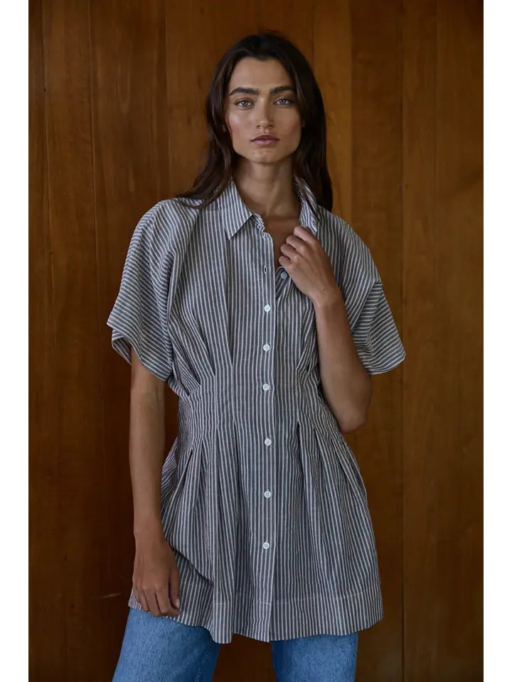Woven Cotton Linen ShirtDress