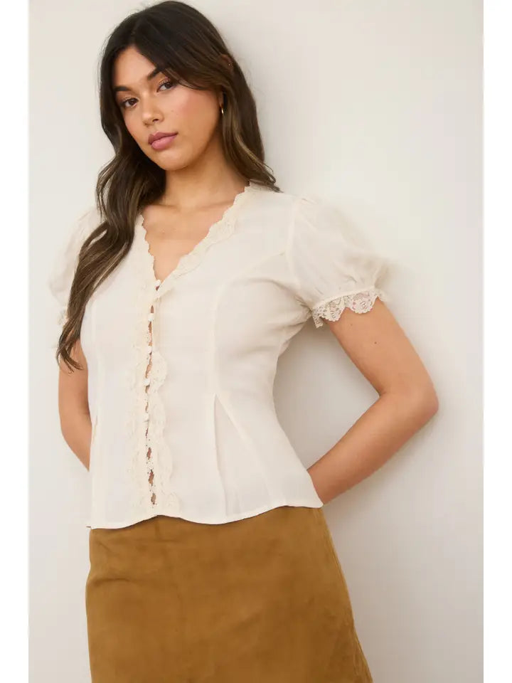 Brianna Lace Trim Blouse