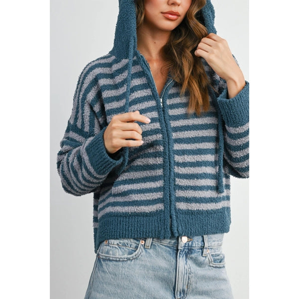 Cozy Stripe Zip Sweater