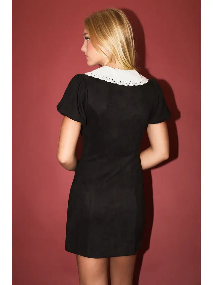 Amber Puff Sleeve Suede Mini