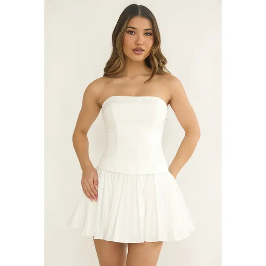 Sabrina Strapless Pleated Mini
