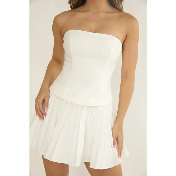 Sabrina Strapless Pleated Mini