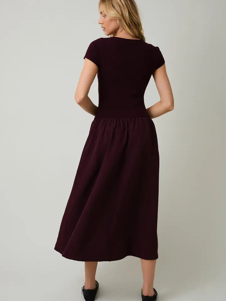 Maroon Midi Dress