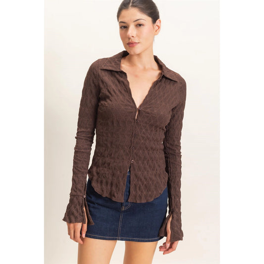 Selena Textured Button Up