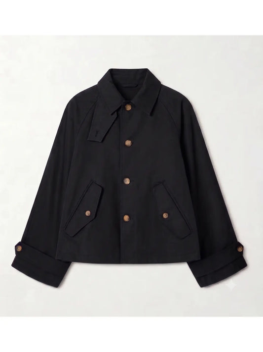 Cropped Cotton Trench Jacket