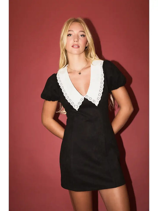 Amber Puff Sleeve Suede Mini