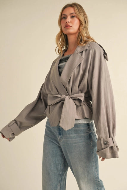 Cropped Lightweight Belted Trench