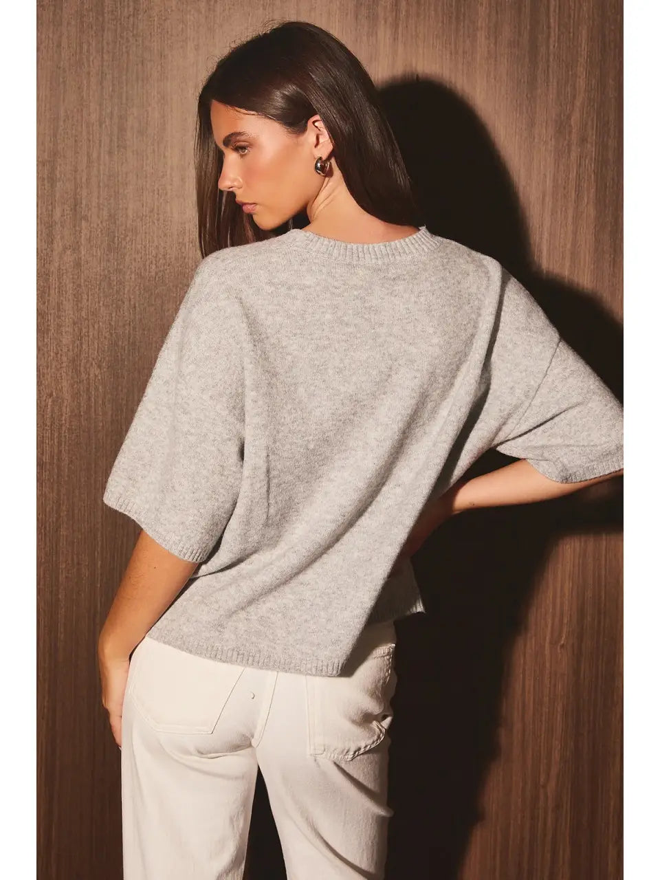Bri Boxy Sweater Tee - Heather Grey