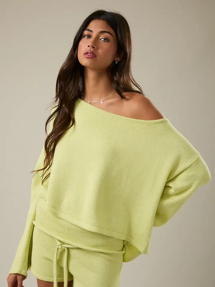 Sabrina Cropped Off the Shoulder Knit