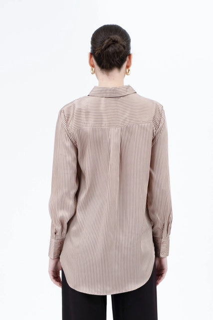 Natasha Striped Satin Button Up
