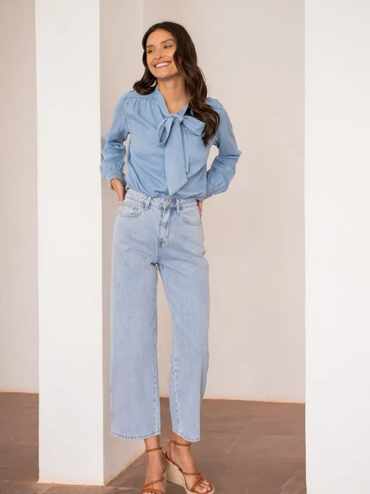 Cropped Wide Leg Denim