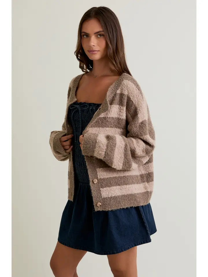 Kiera Striped Boucle Cardigan