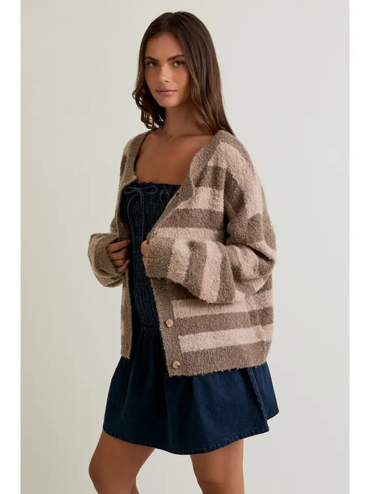 Kiera Striped Boucle Cardigan