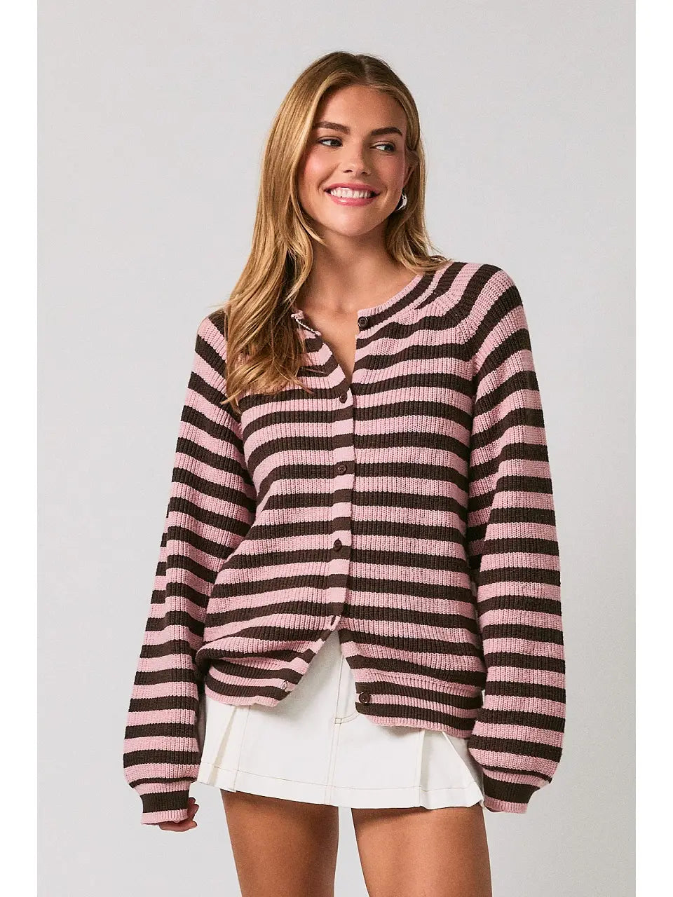Raglan Striped Cardigan