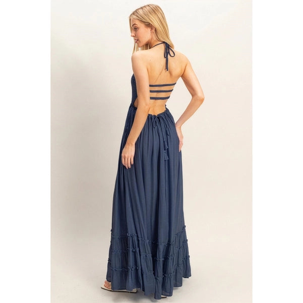 Sea Breeze Halter Maxi Dress