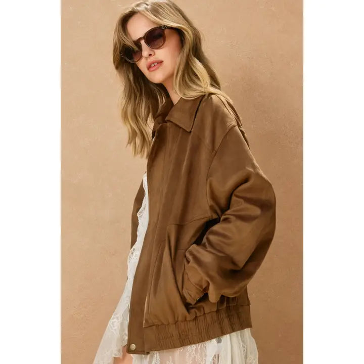 Dune Oversized Suede Bomber