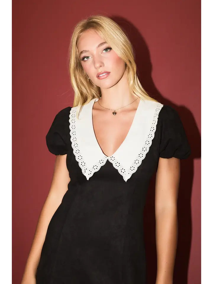 Amber Puff Sleeve Suede Mini