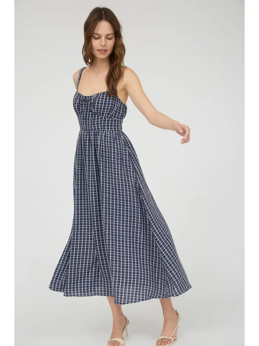 Sammy Navy Gingham Midi