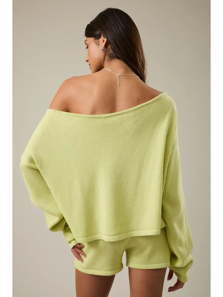 Sabrina Cropped Off the Shoulder Knit
