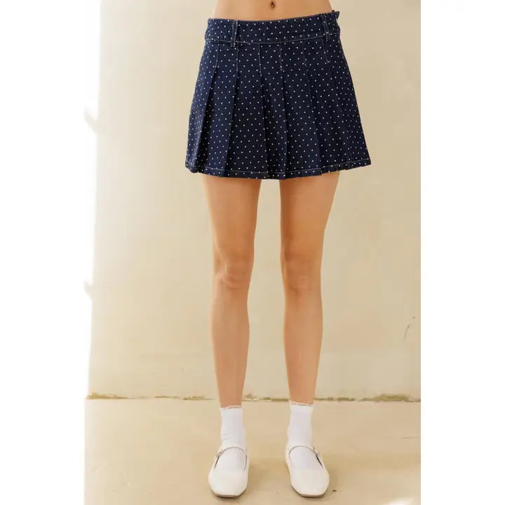 Mia Polka Dot Denim Skirt