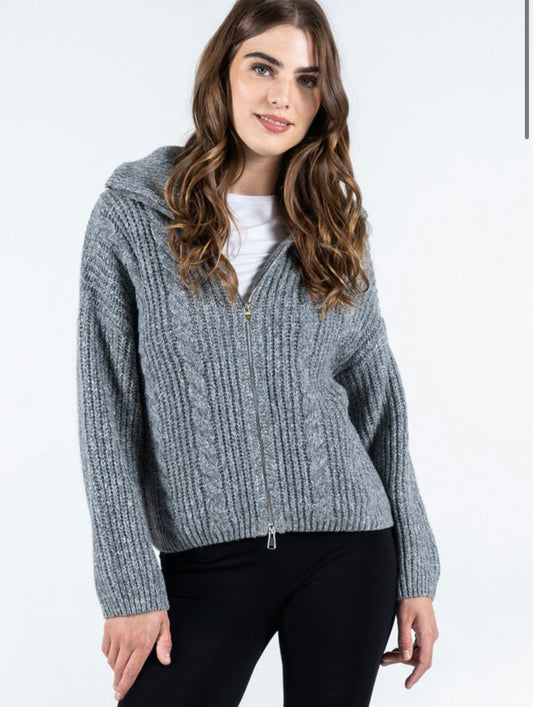 Heather Knit Zip Sweater
