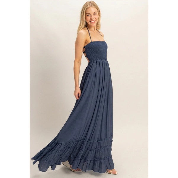 Sea Breeze Halter Maxi Dress