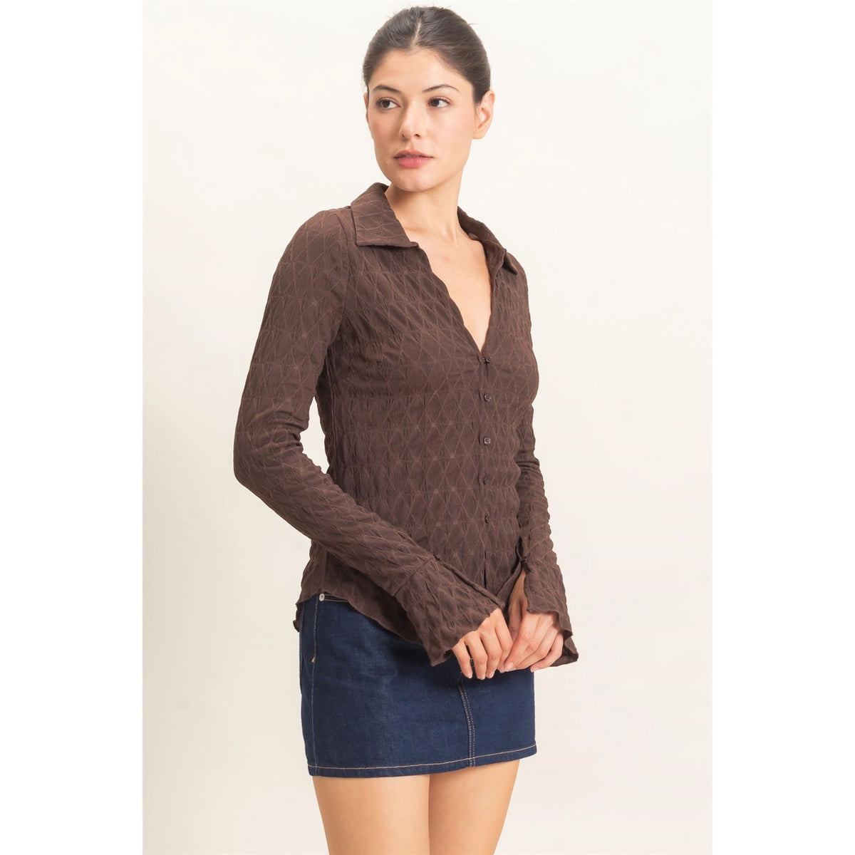 Selena Textured Button Up