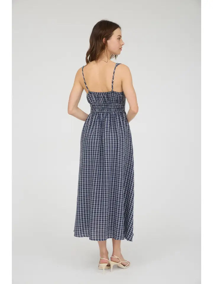 Sammy Navy Gingham Midi