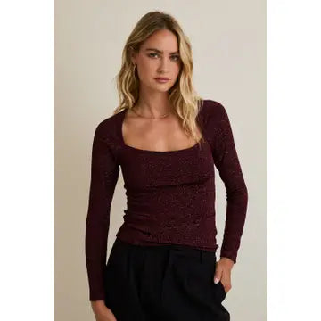 Kiara Long Sleeve Shimmer Top