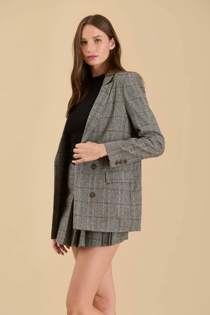 Nina Longline Plaid Blazer