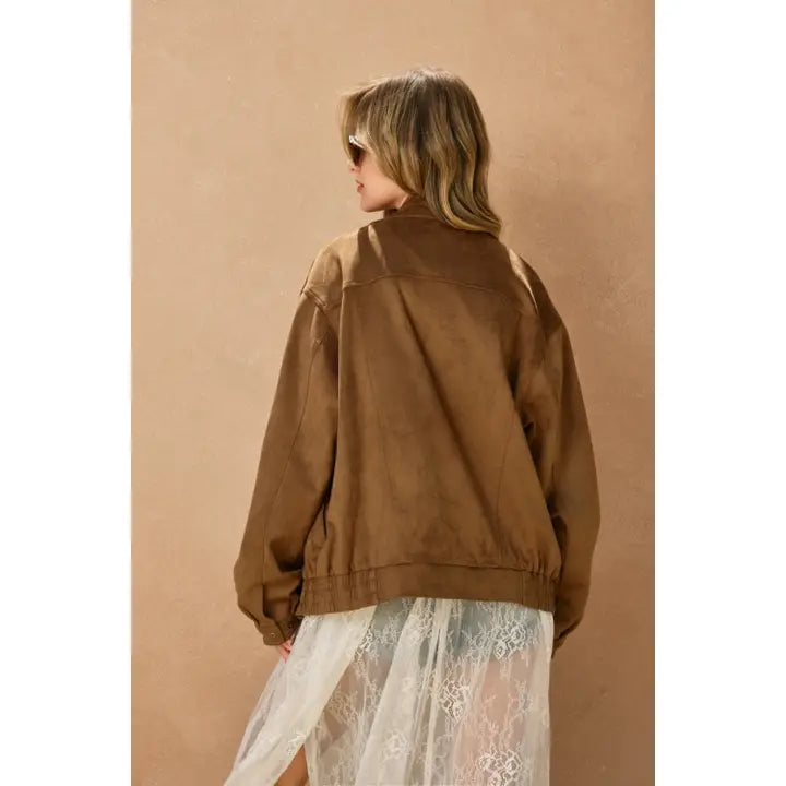 Dune Oversized Suede Bomber