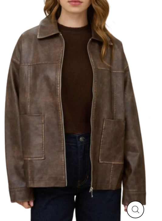 Callie Vintage Faux Leather Jacket
