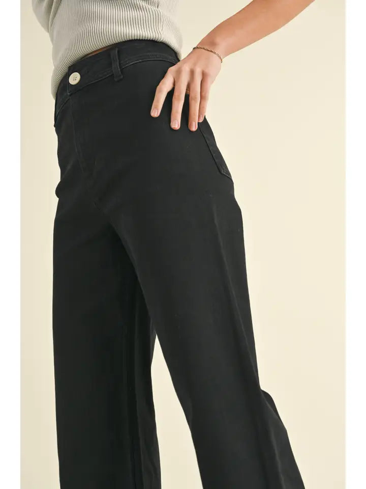 Black Wide Leg Denim Pant