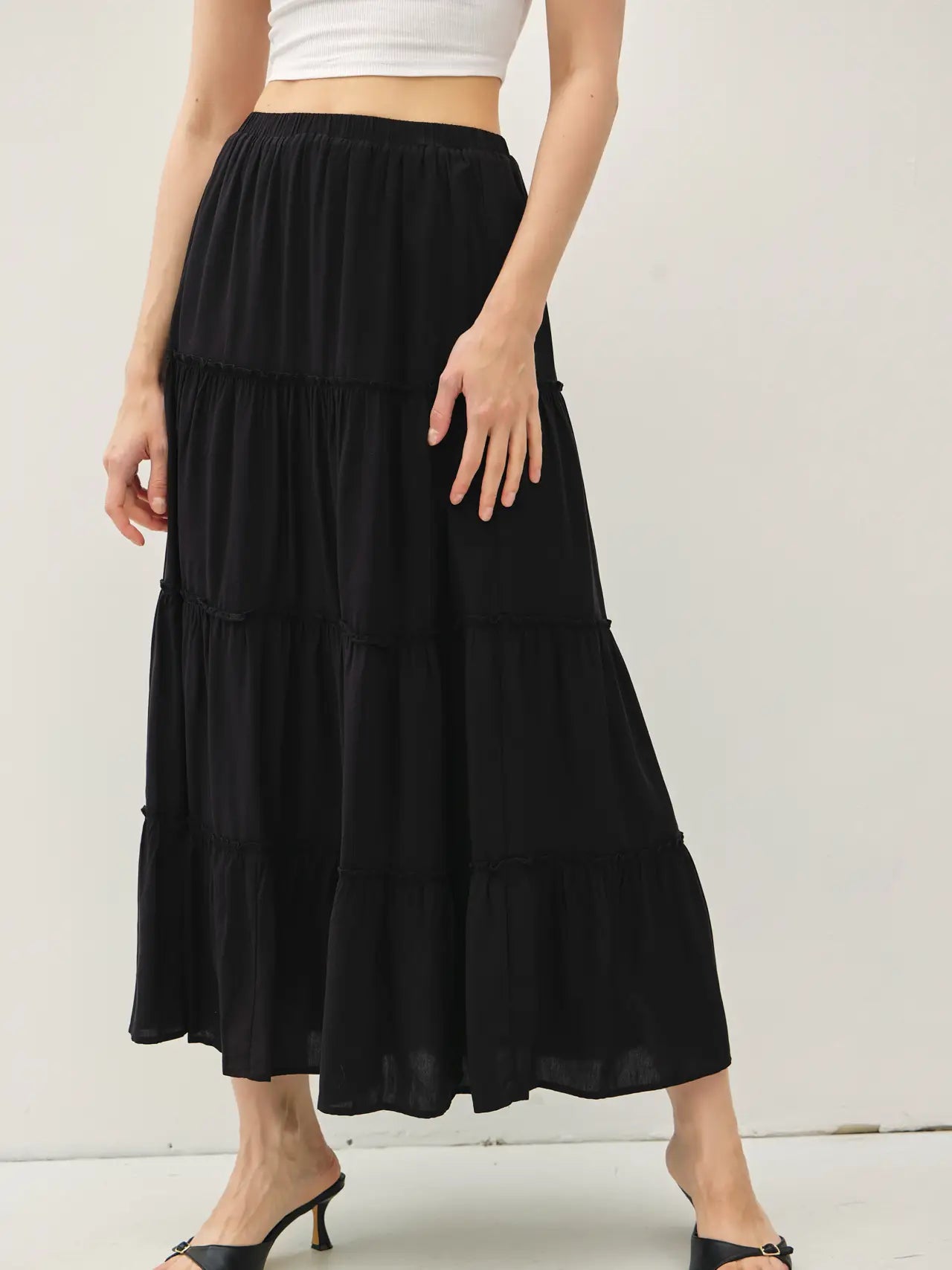 Midnight Tiered Maxi Skirt