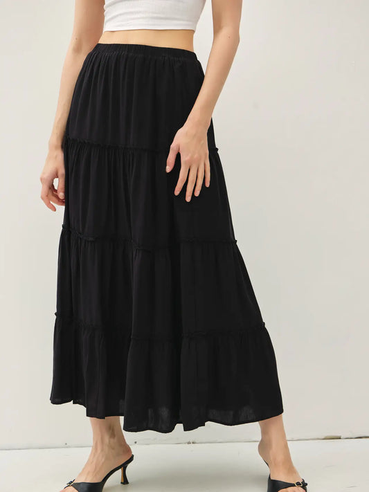 Midnight Tiered Maxi Skirt