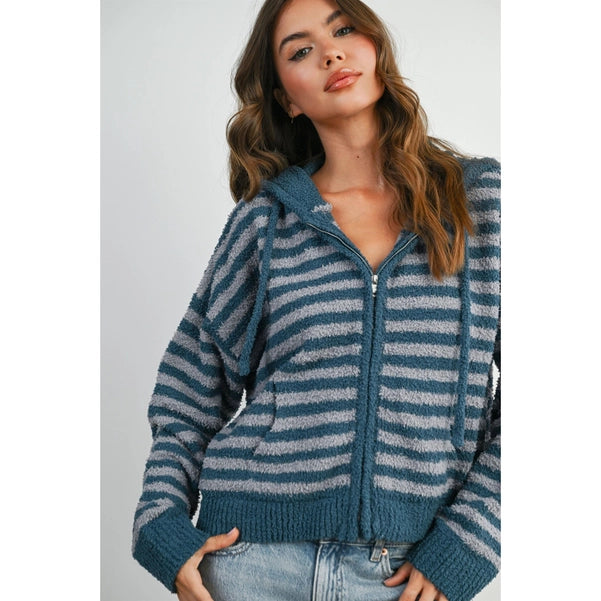 Cozy Stripe Zip Sweater