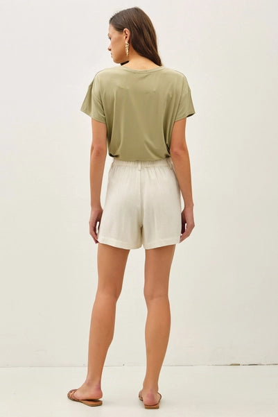 Sylvie Linen Blend Short - Natural