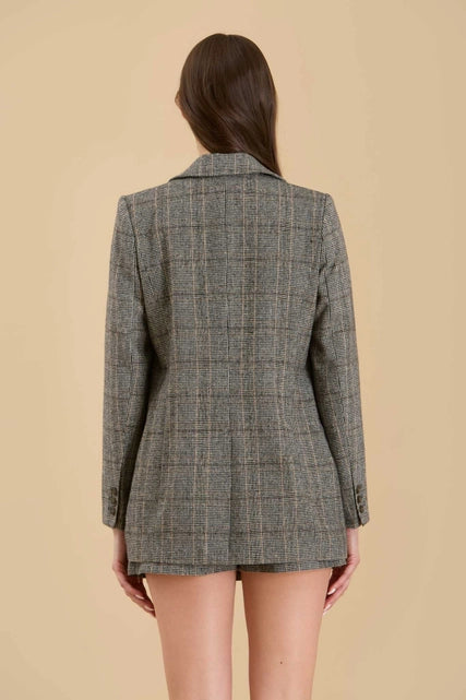 Nina Longline Plaid Blazer