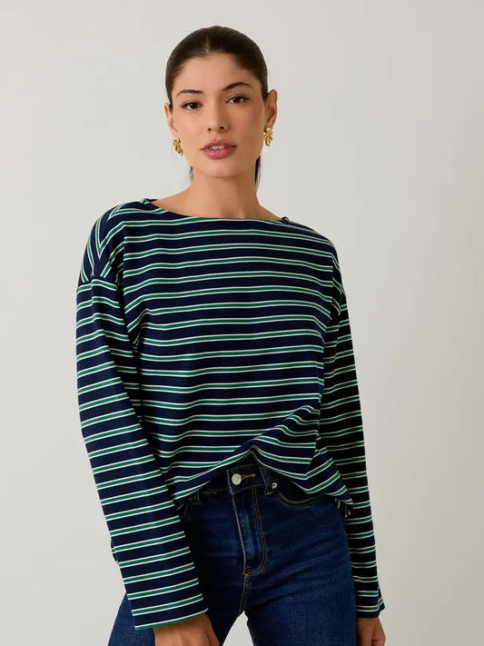 Kelly Boat Neck Striped Shirt