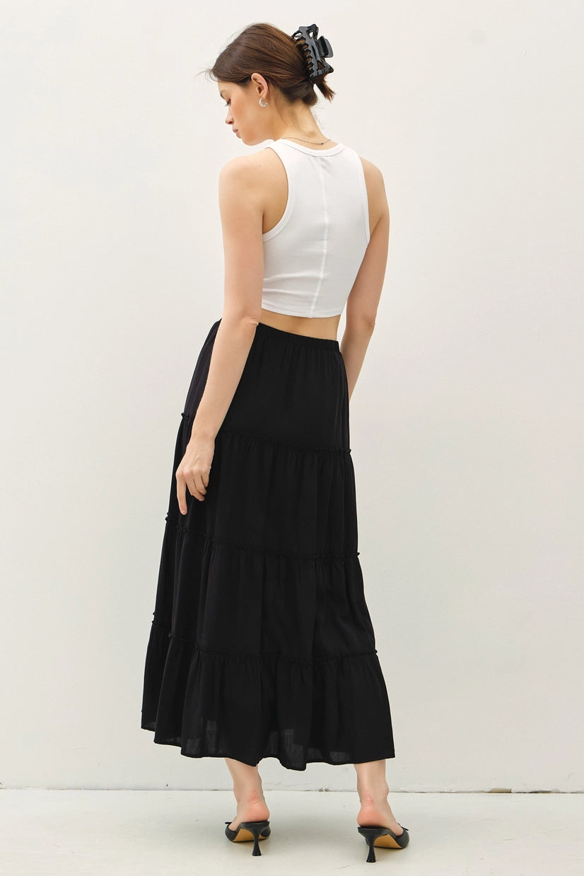 Midnight Tiered Maxi Skirt